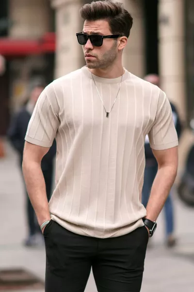 T-shirt da uomo beige 