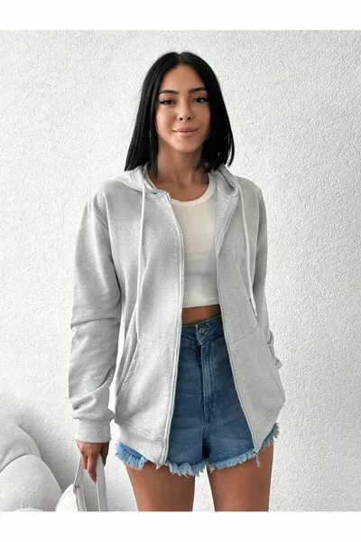 كارديغان نسائي بسحاب وغطاء رأس - البساطة والجودة معًا