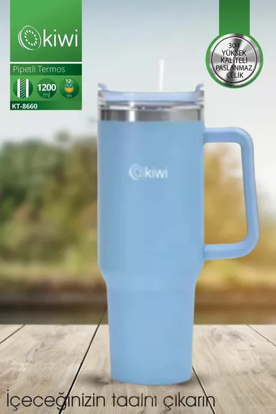 كوب ترمس بقشة بسعة 1.2 لتر للسوائل الساخنة والباردة