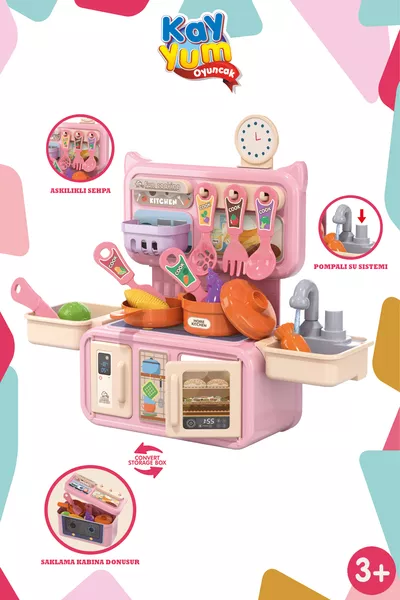 Mini Kitchen Set with Tap Water, Kitchen Toy, Blue Toy