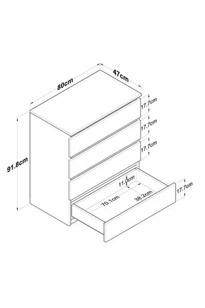 خزانة راني بأربعة أدراج لغرفة النوم وغرفة الأطفال، باللون الأبيض، X سم