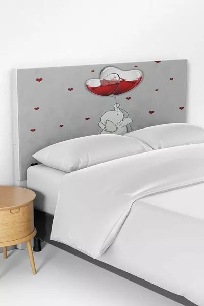 غطاء رأس سرير قاعدة غرفة الأطفال بنقشة قلب وفيل