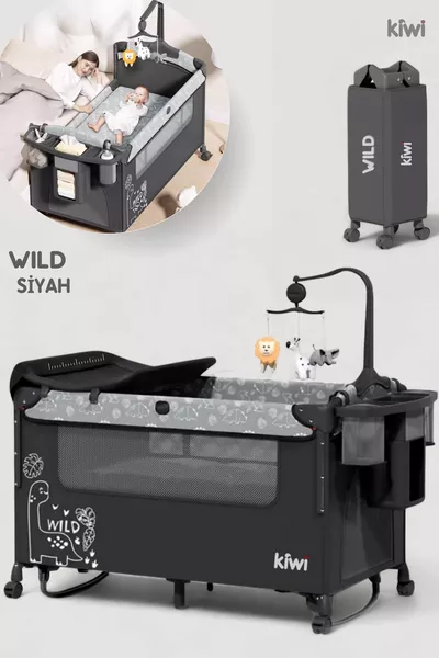 Wild Anne Side Park Bed Folding Crib, With Wheels, Side Opens