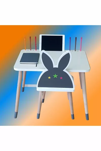 Set Tavolo e Sedia per Attività dei Bambini 1 Tavolo 1 Sedia 2-6 Anni - Superficie con Funzione Scrivi-Cancella, Spazio per Tablet e Porta Matite