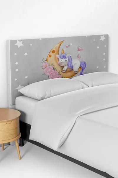 Sloop voor hoofdeinde van kinderbed met slapende eenhoornprint