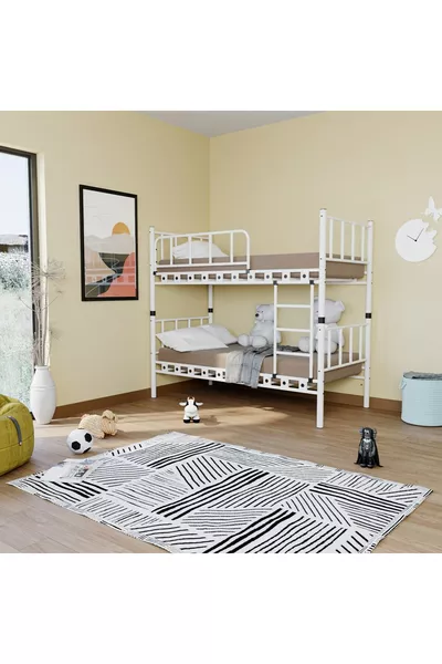 Zambak Kinderkamer Wit Metalen Stapelbed en Bedframe