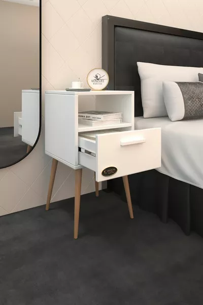 خزانة جانبية Budurgan Byz ** خزانة بأقدام خشبية ورفوف وأدراج مكتبية