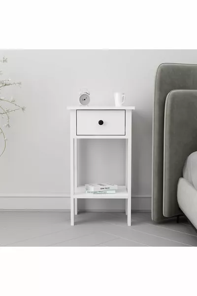 خزانة جانبية بيضاء من لوفيا مع درج واحد