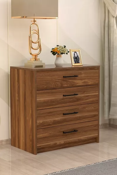 خزانة فيونا بأربع أدراج من الجوز