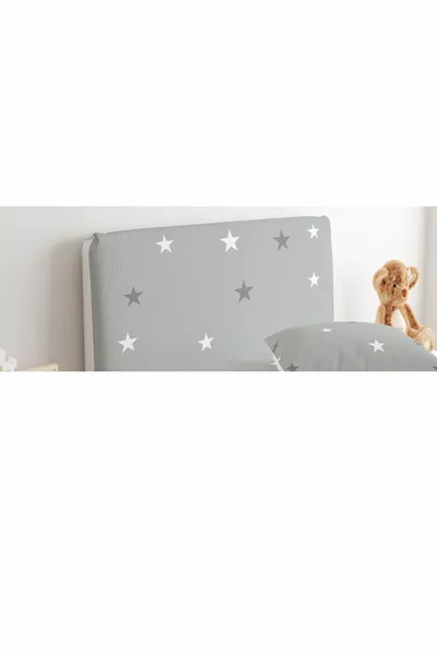 Basis Hoofdkussenhoes Grijze Achtergrond met Grijze en Witte Sterren