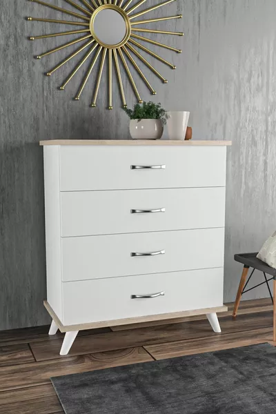 خزانة أرتيميس البيضاء بأربعة أدراج