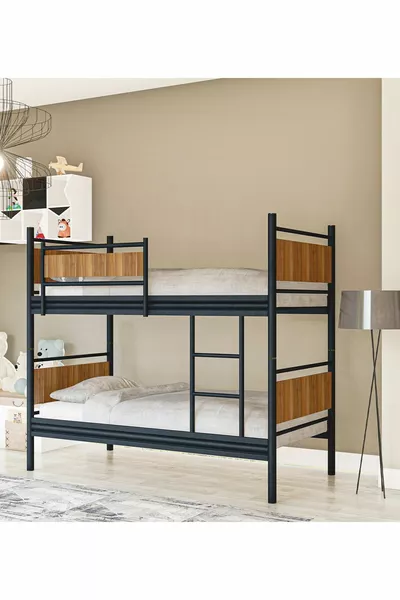 Gm Star Двухъярусная кровать из дерева и металла Черно-ореховая