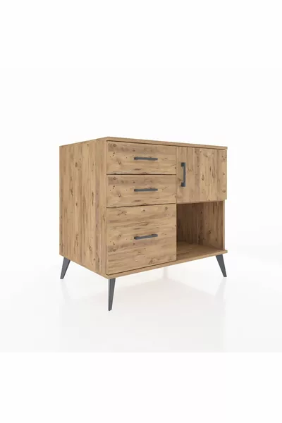 خزانة كرونوس بروفية خشبية، رف واحد، 3 أدراج، باب واحد، خشب الصنوبر