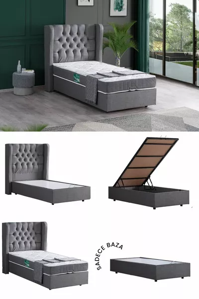 Riga Tek Kişilik Mdf Baza , Gri (Başlık-Yatak Hariç)