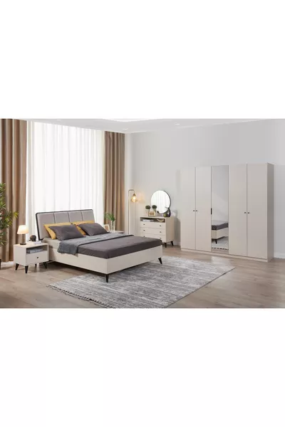 Solina Slaapkamer Set, Beige, 5 Deurs