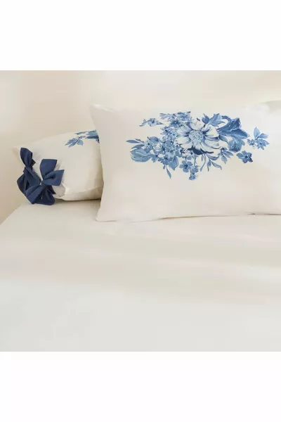 Home Melanie% Комплект от 2 калъфа за възглавници, синьо