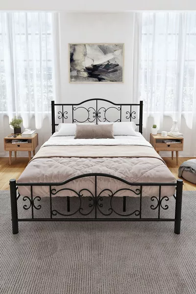 Pero Çift Kişilik Ferforje Metal Karyola Siyah