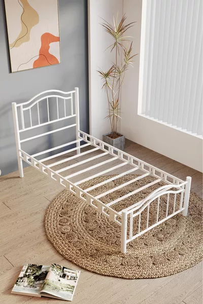 Belinay Wrought Iron Metal Single Bed White