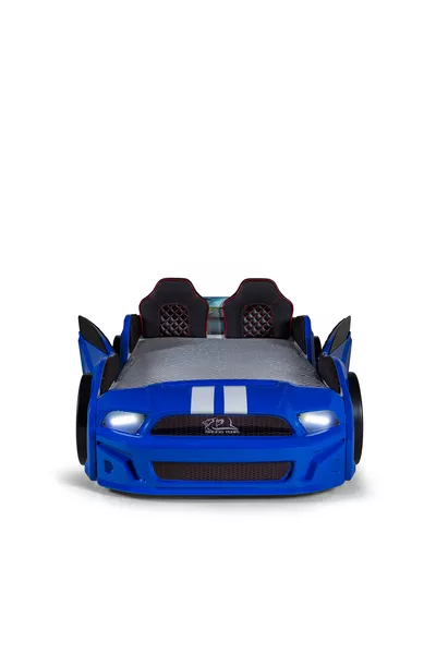 Portes de lit voiture avec base, Mustang à ouverture complète avec LED, télécommande et musique