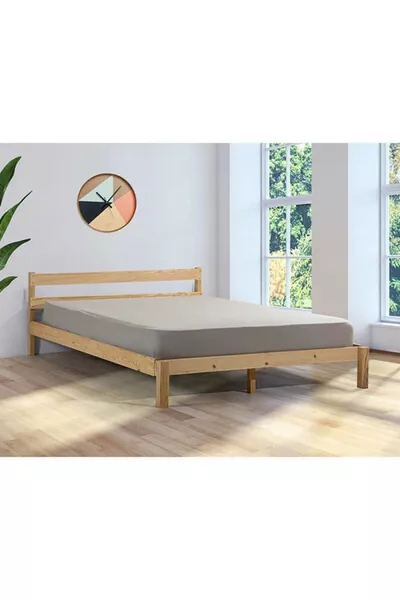 سرير خشبي صلب من الخشب الطبيعي اللون الطبيعي