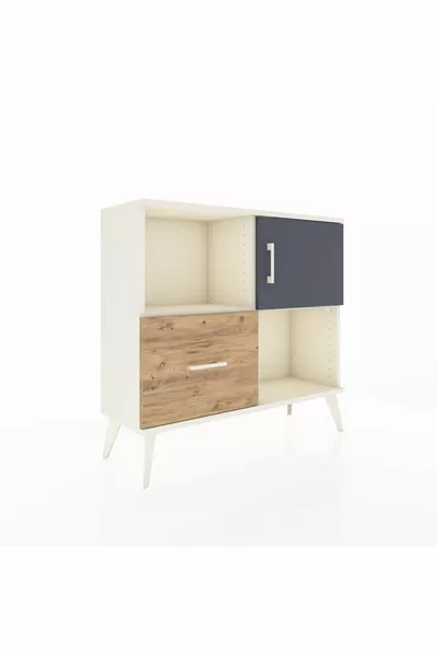 خزانة أرجس ذات رفين ودرج واحد وباب واحد، لون حجر القمر - أنثراسيت/صنوبر