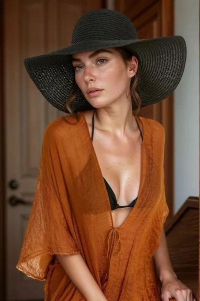 قبعة عصرية وعملية سوداء واسعة الحواف بنمط ضفيرة لحماية من الشمس 