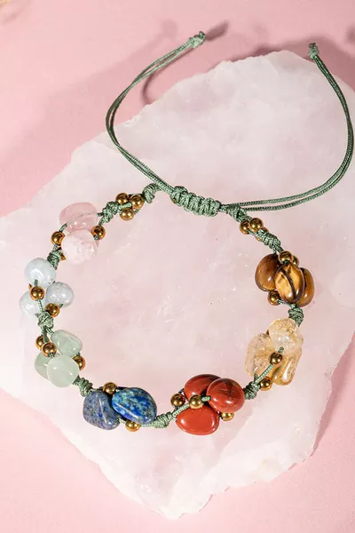 Sertifikalı Çakra Bilekliği Naturel Kesim Makrome % El Işçiliği