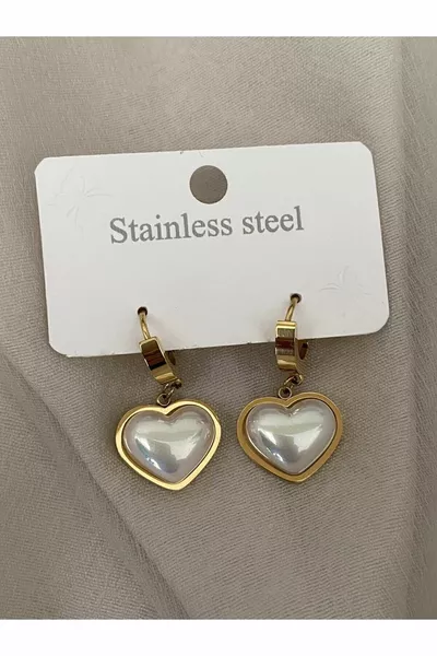 Heart Detailed Non-Tarnishing Hypoallergenic Stainless Steel Earrings