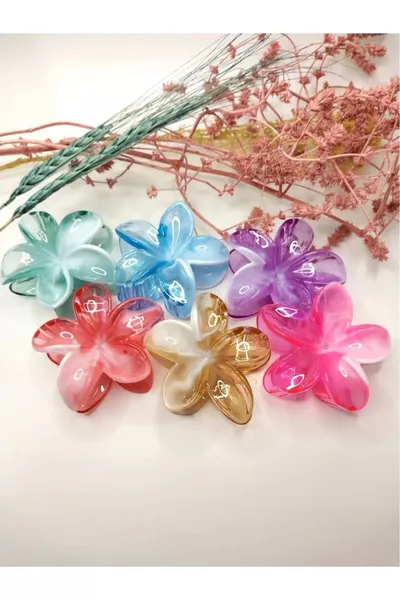 مجموعة 6 مشابك شعر نسائية كبيرة الحجم (8 سم) بلون لوتس