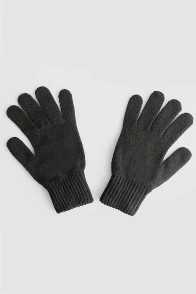 Winter Wool Black Men's Gloves