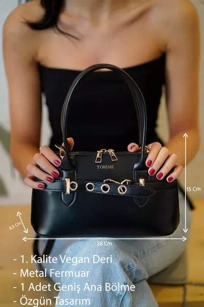 Borsa a tracolla da donna in pelle vegana con dettaglio cintura nera – Elegante e resistente