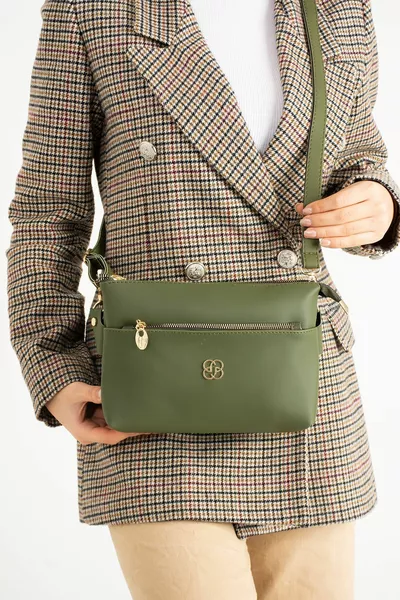 Женская сумка через плечо Khaki Hub из кожи с 3 отделениями