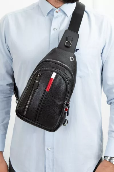 Men's Crossbody Shoulder and Waist Bag Black Water-Resistant Daily Travel Bag (HEIGHT: CM WIDTH: CM)