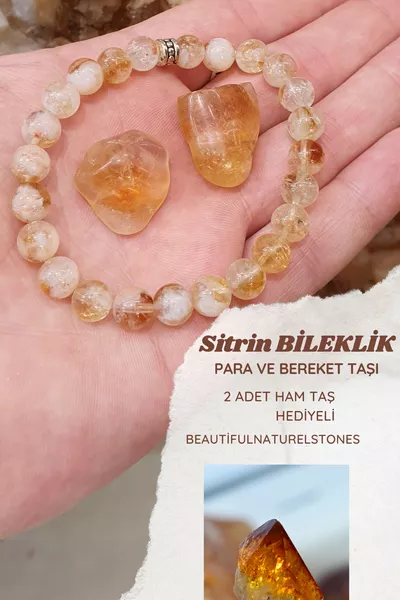 Citrine (Money and Prosperity) Natural Stone Bracelet (Includes 2 Citrine Stone Gifts)