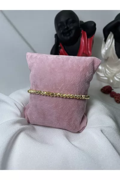 سوار نسائي دوريكا من الصلب الذهبي اللون بحبات صغيرة cm