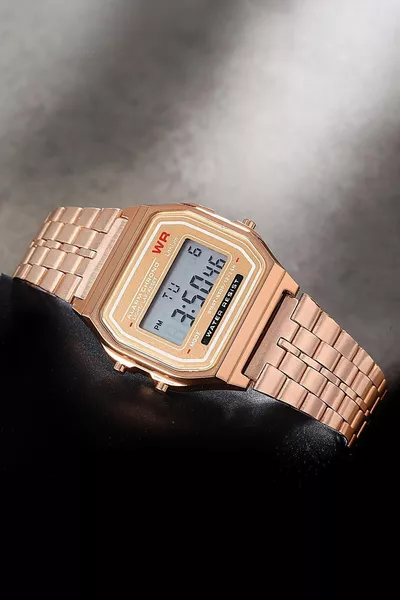 Unisex Bakır Retro Style Metal Kordon Dijital Kol Saati 