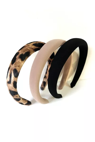 3-piece leopard velvet and satin crown set