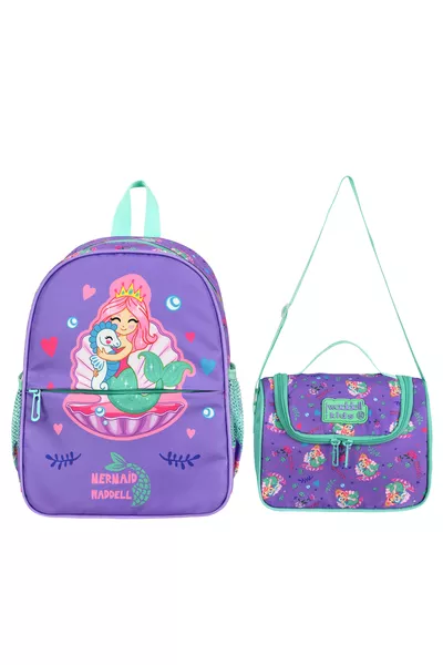 Patterned New Mermaid Licensed Set Preschool Backpack and Thermal Lunch Bag