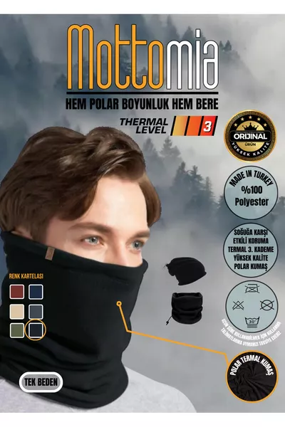 Черна поларена шал-яка | Зимен мотористки ветрозащитен outdoor буф шапка (3 РАЗЛИЧНИ НАЧИНА НА ИЗПОЛЗВАНЕ)