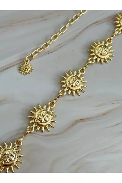 طقم حزام سلسلة بشكل الشمس للجسم والخصر والفساتين والسراويل والتنانير