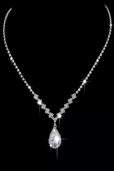 Silver Plated Waterway Zircon Stone Necklace Bridal Engagement Necklace Party Invitation Necklace