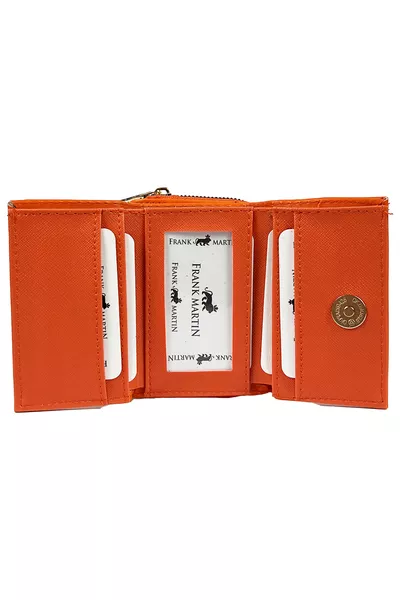 محفظة نسائية لوكا برتقالي بسحاب وتقسيم للأوراق النقدية