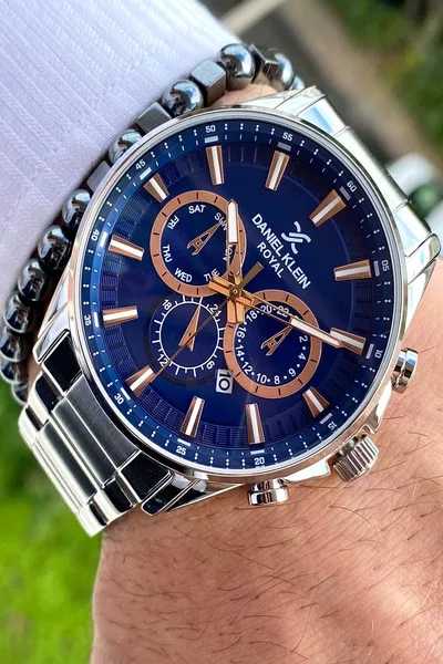 ساعة يد رجالية بسوار من الفولاذ المقاوم للصدأ + مقاومة للماء حتى 3 ضغط جوي