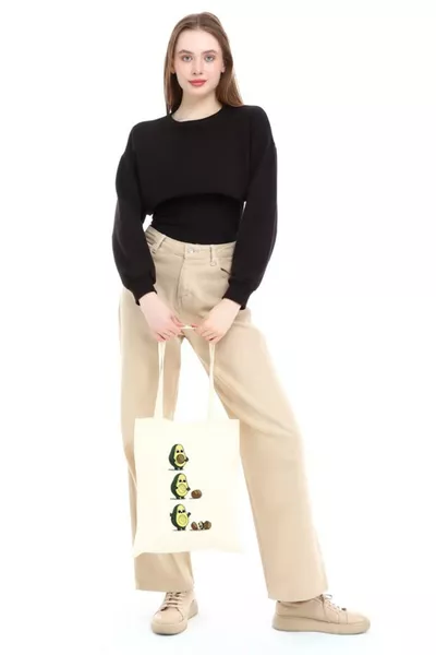 Sac en toile imprimé avec avocat et son bébé