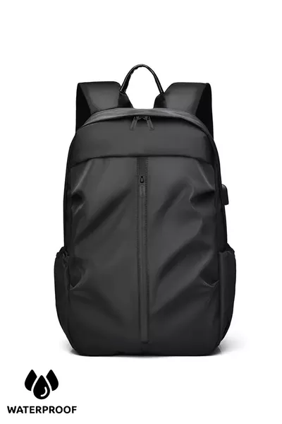 حقيبة كمبيوتر محمول و حقيبة ظهر سوداء مع قماش مقاوم للماء وسحاب