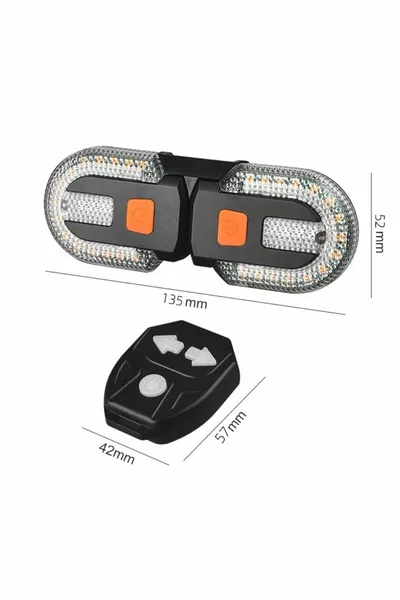 إشارة دوران الدراجة قابلة لإعادة الشحن، ضوء تحذير خلفي LED للدراجة مع جهاز تحكم عن بعد بخمسة أوضاع