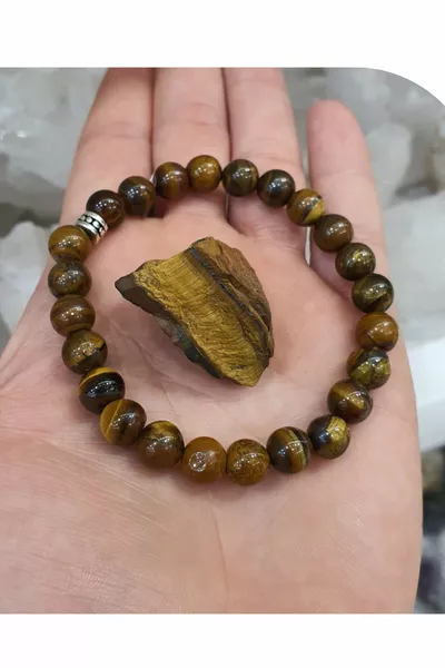 سوار من حجر عين النمر طبيعي 8 مم