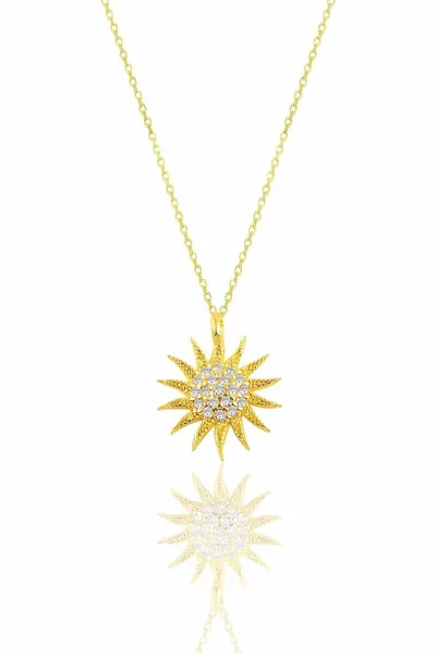 Silver Gold Gilded Silver Sun Necklace gold