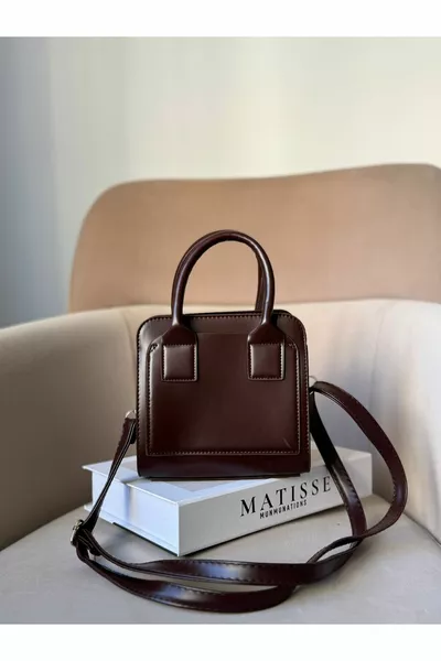 Women's Bitter Coffee Faux Leather Timeless Trend Crossbody Hand and Shoulder Bag