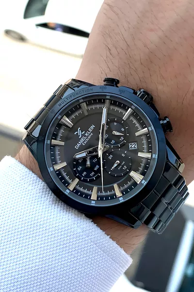 % Bracelet en cuir noir authentique, cadran noir, cadeau pour votre partenaire, montre pour homme avec garantie d’un mois